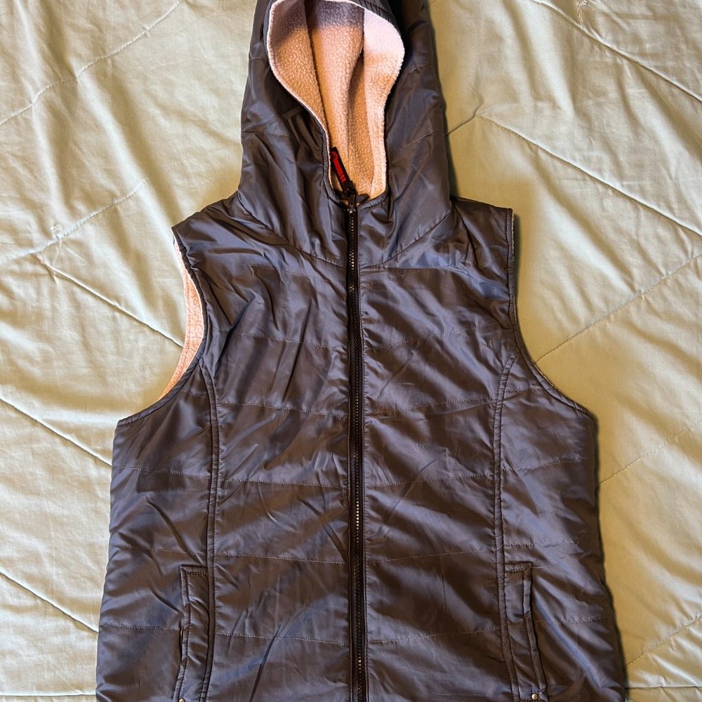 🎸 FAHRENHEIT SHERRPA LINED HOOD VEST DARK GREY 🎸